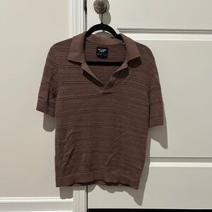 Abercrombie & Fitch Brown Knit Polo Shirt